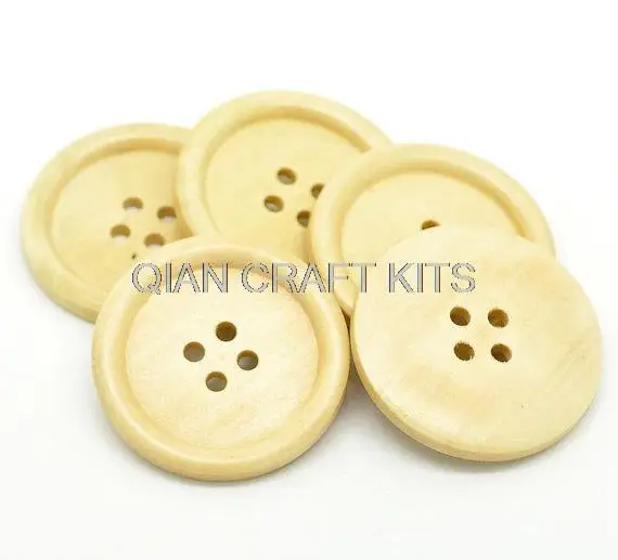 100pcs extra large Round Extra Large Wood wooden Button Four Hole Natural Pine Colour 40 mm (1-5/8