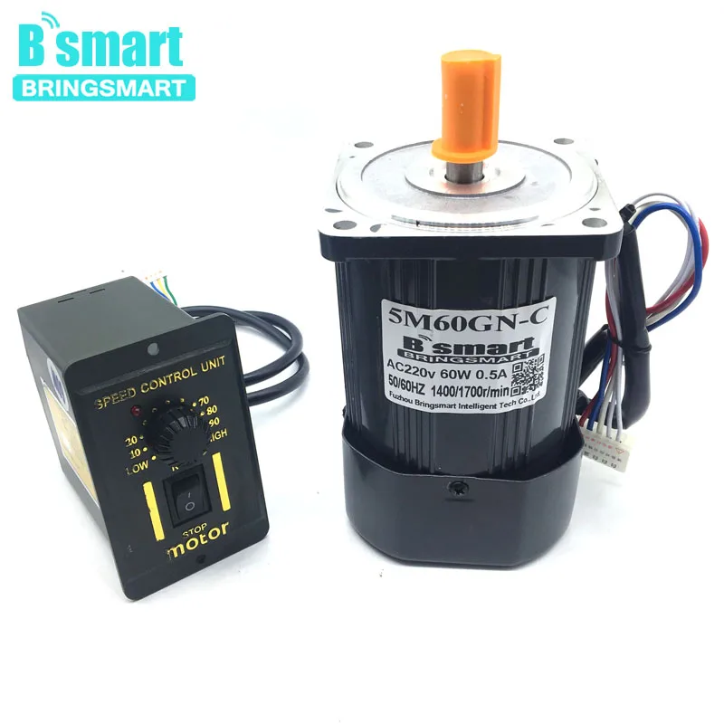 Bringsmart  60W 1400RPM/2800RPM Electric Motor 220V High Speed AC Motor With Speed Control CW/CCW Long Life Large Power Motor