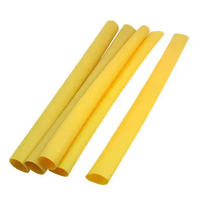 5 Pcs 125C 60cm Long 39mm Dia Ratio 4:1 Yellow Heat Shrink Tubing Cable Sleeve