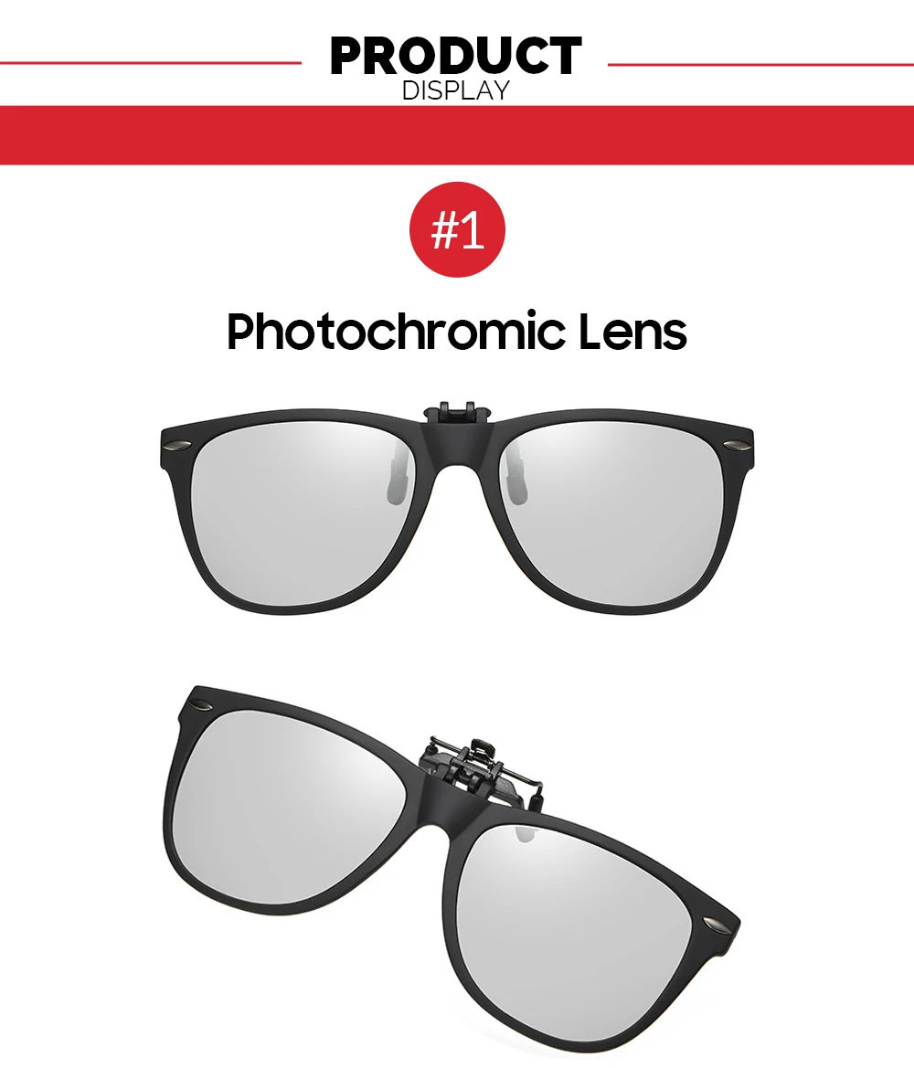 VIVIBEE Herren Photochrome Polarisierte Clip-On Sonnenbrille mit Klappmechanismus für Damen, Fahrer-Sonnenbrille mit Clips, Trendprodukt 2026 – Detail 12