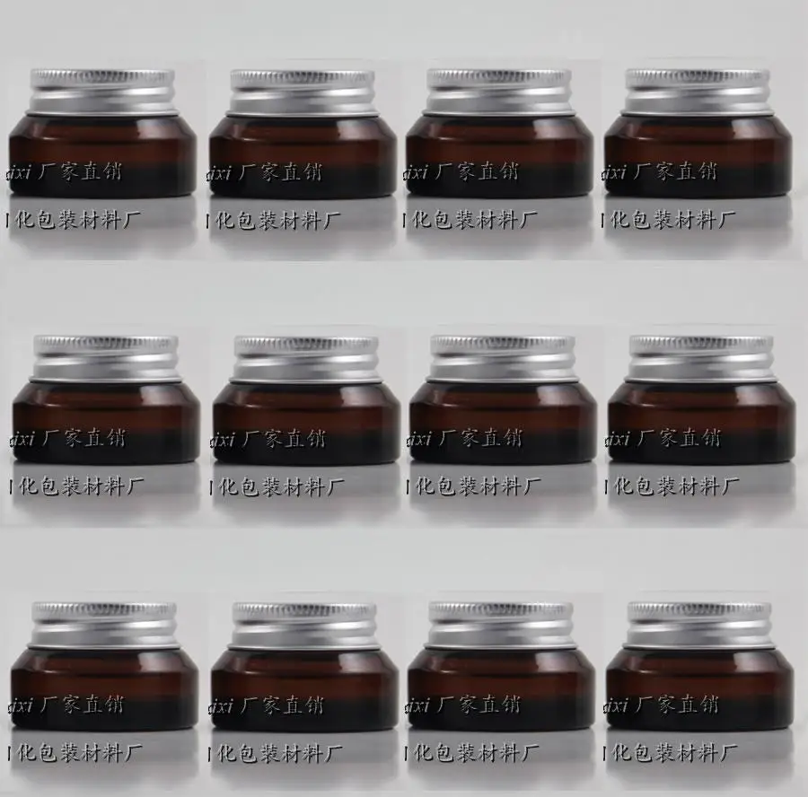 

15g brown glass cream jar with silver lid, 15 grams cosmetic jar,packing for sample/eye cream,15g mini glass bottle