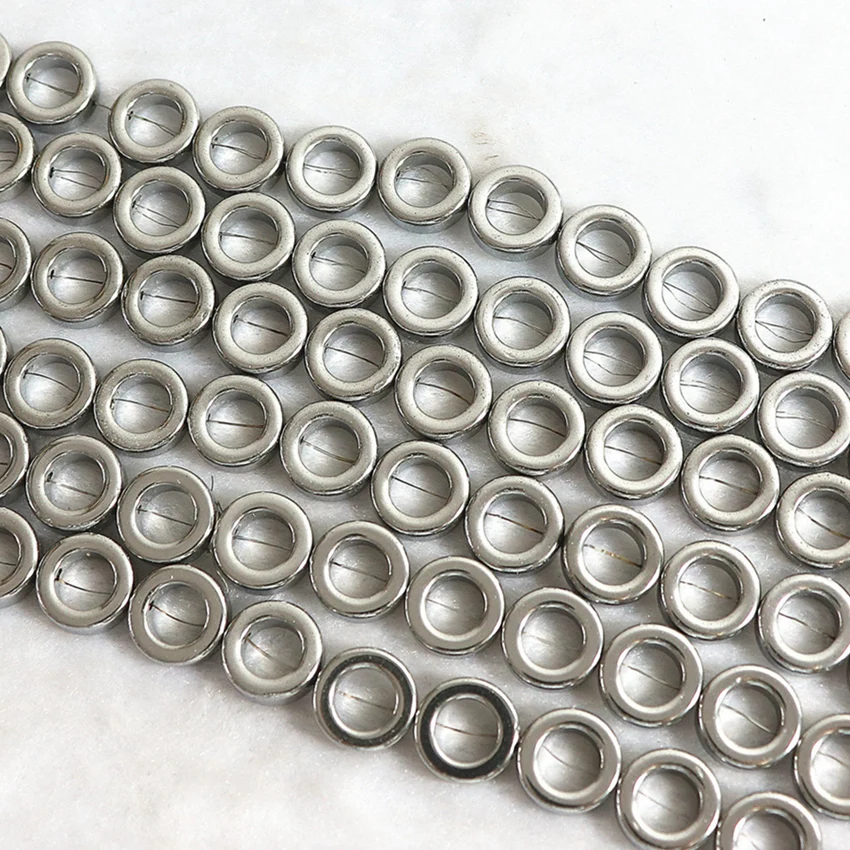 

Fashion silver-color high grade hematite stone circle Ring shape 6mm 8mm 10mm 12mm loose beads making Jewelry B211