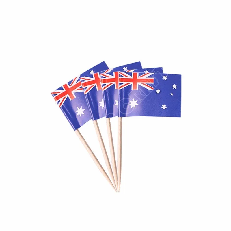 

Australia Toothpick Flags 300Pcs Paper Food Picks Cake Toothpicks Cupcake Toppers Fruit Cocktail Sticks Decoration Flag