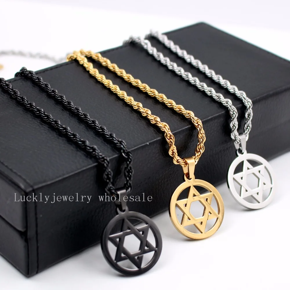 22 inch Rope Chain Stainless Steel The star of David religion Pendant necklace