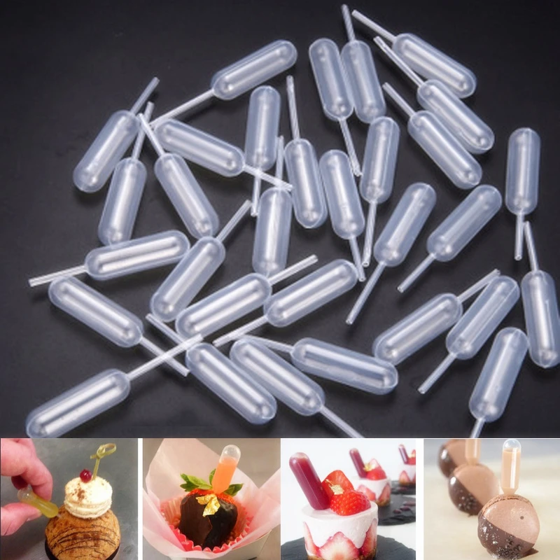 

50Pcs/lot Dessert Ice Cream Jelly Milkshake Droppers Straw Dropper For Cake Disposable Straw Injector For Cupcake Baking Tools