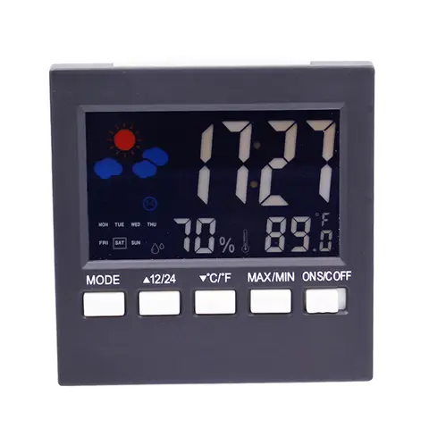 Color Screen Temperature Humidity Meter Multi-function Alarm Clock Weather Station Digital Thermometer Hygrometer for Household