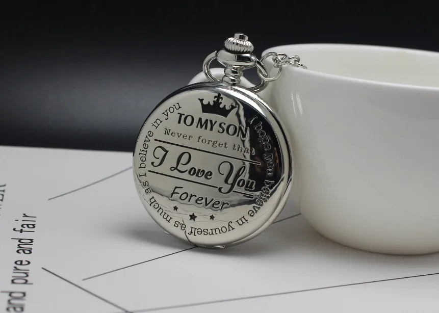 

Men's Boys Pocket Watch to My Son,Never Forget That, I Love You forever ,for Christmas Birthday Graduation relogio de bolso