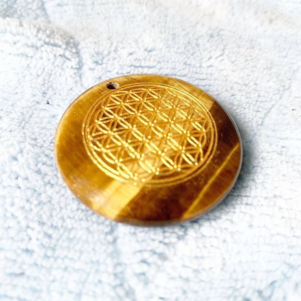 Natural Stone Carved Pendants Flower of Life Pendant for Diy Necklace Jewelry Sacred Geometry Charms Wholesale Dropship 1pc
