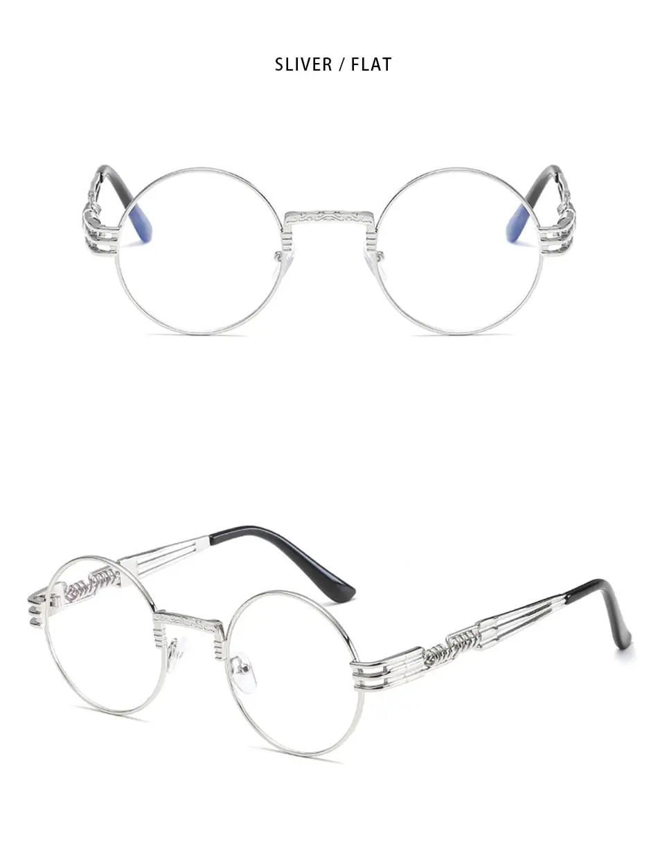 Neue Mode Retro Steampunk Runde Metall Sonnenbrille für Männer Frauen Doppel Frühling Bein Bunte Brillen Punk Gläser UV400 – Detail 13