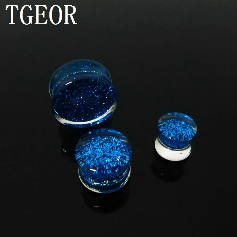 Retail ear expander Hot charm 1 pair mixed gauges inner glitter UV acrylc saddle piercing ear plugs