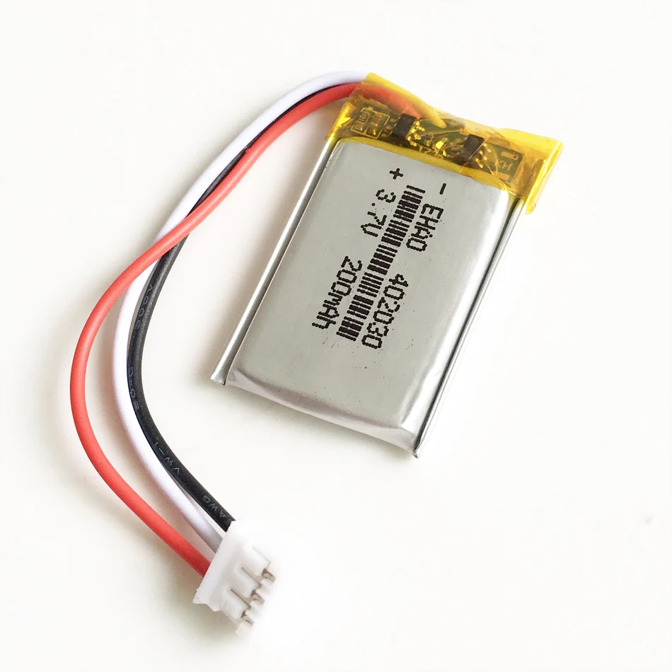 3.7V 200mAh Lipo Rechargeable Battery 402030 JST 2.0mm 3Pin Plug For Smart Watch Bracelet LED Light GPS MP3 Recorder