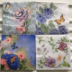 Decoupage wedding vintage napkin paper elegant tissue blue purple flower butterfly birthday party beautiful serviettes decor 20