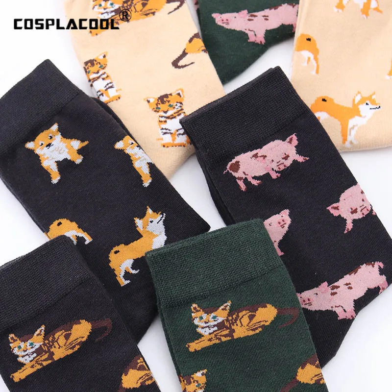 

Japan Style Harajuku Dog Funny Socks Women Ankle Cute Cotton Socks Fashion Cool Hipster Skateboard Female Meias Art Animal Sox