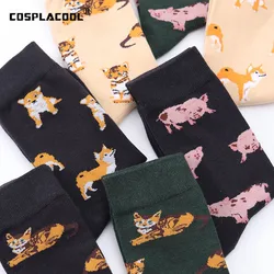 Japan Style Harajuku Dog Funny Socks Women Ankle Cute Cotton Socks Fashion Cool Hipster Skateboard Female Meias Art Animal Sox