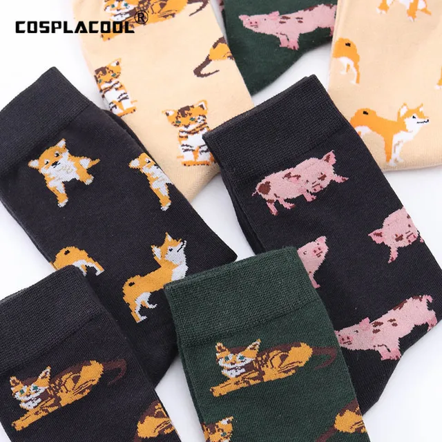 Japan Style Harajuku Dog Funny Socks Women Ankle Cute Cotton Socks Fashion Cool Hipster Skateboard Female Meias Art Animal Sox