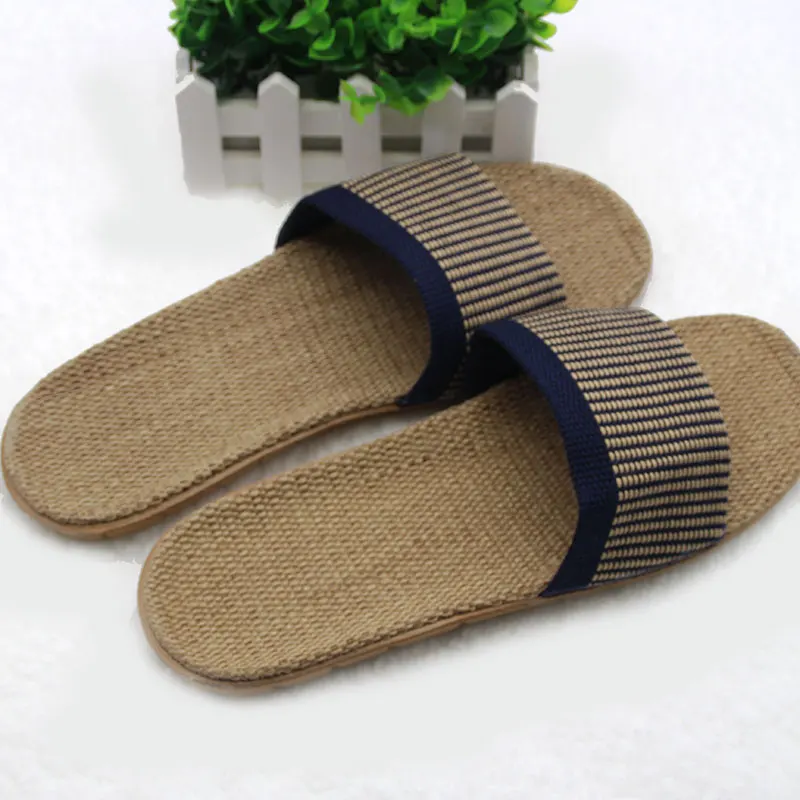 Mntrerm Spring 20223 Anti-slip Summer Indoor Slippers High Quality Linen Home Shoes Men Breathable Casual Flax Floor Slippers