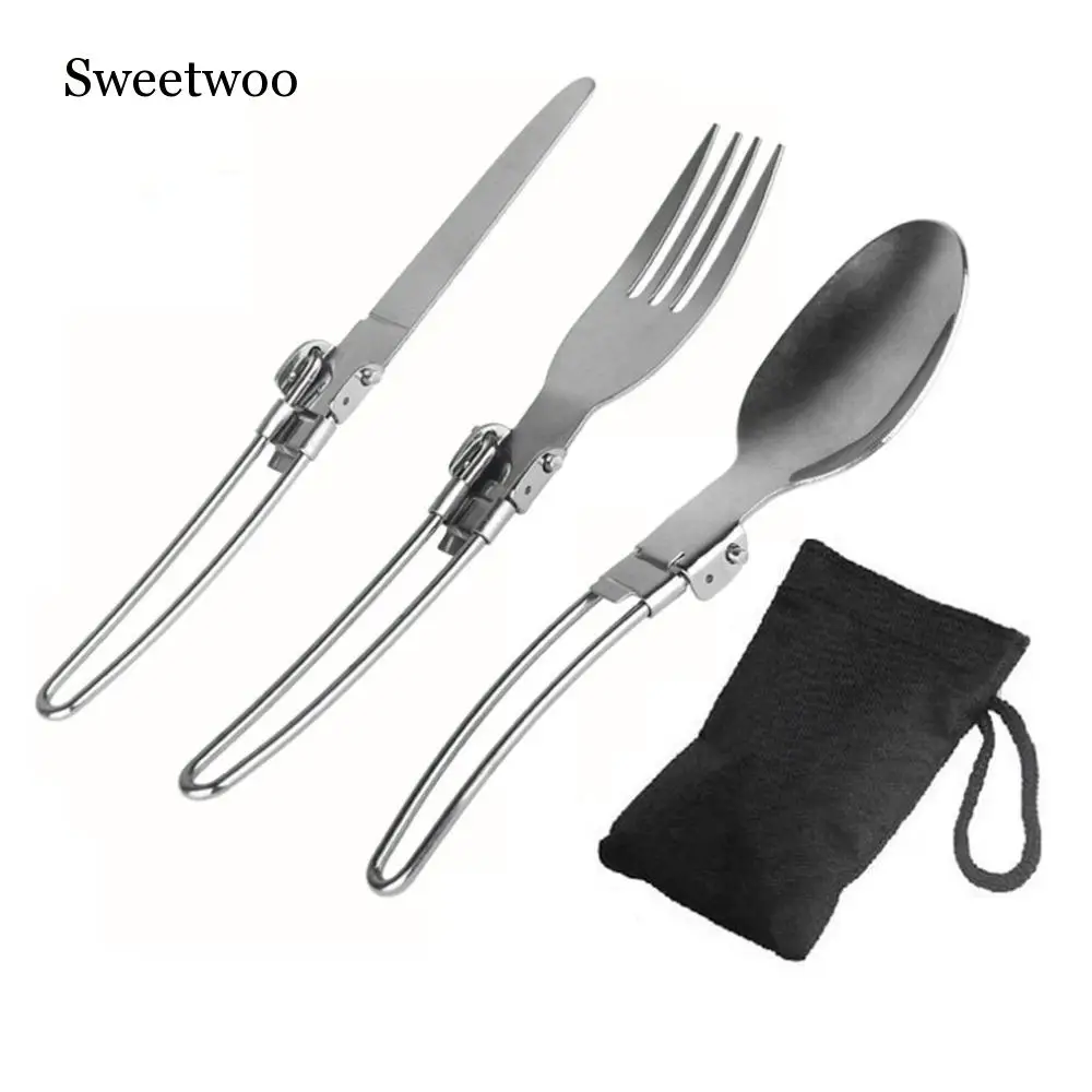 

Stainless Steel Fork Spoon Knife Travel Camping Cutlery Tools Tableware For Outdoor Camping Hiking Fork Spoon Knife Set