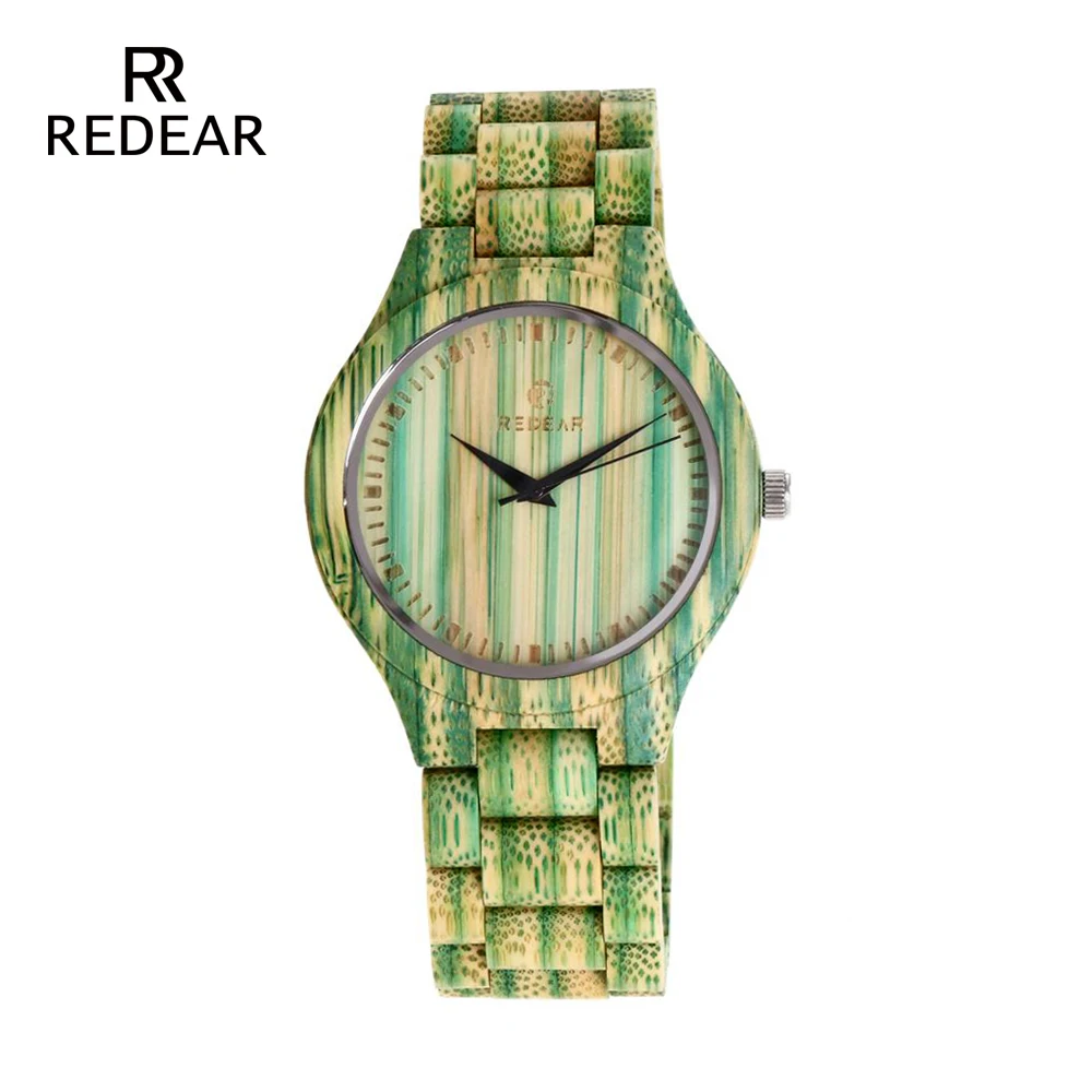 REDEAR Amant de Montres Coloré Bambou Vert Lady Montre pour Femme Bande De Bambou de Curren Montres Hommes Cadeau