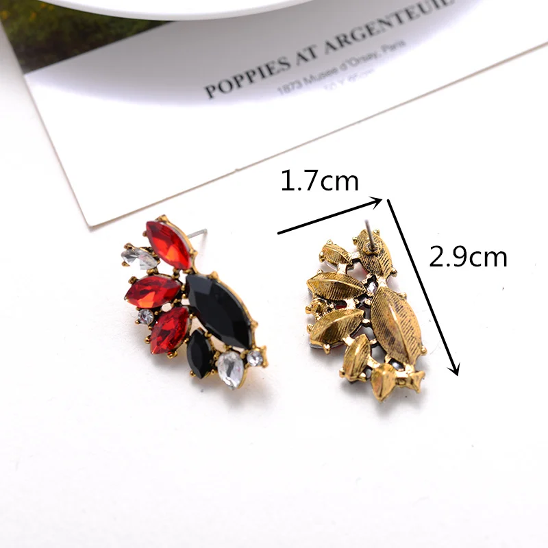 12 Colors Crystal Angle Wings Women Stud Earrings Gold Color Metal Piercing Earrings Women Party Jewelry Christmas Gift 2019