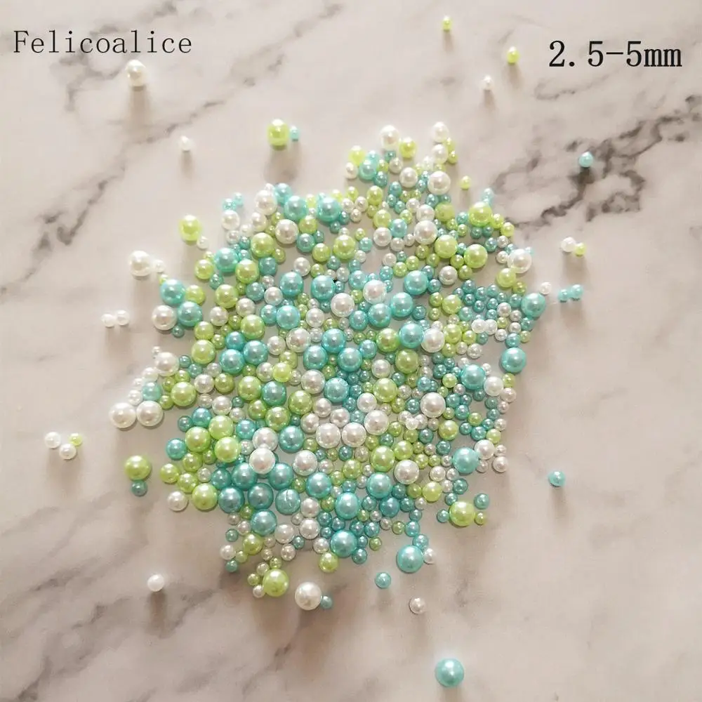 Perles rondes pour décoration artisanale Scrapbook, 500 pièces, 2.5-5mm, plusieurs tailles, mélange aléatoire, sans trous, pour bricolage