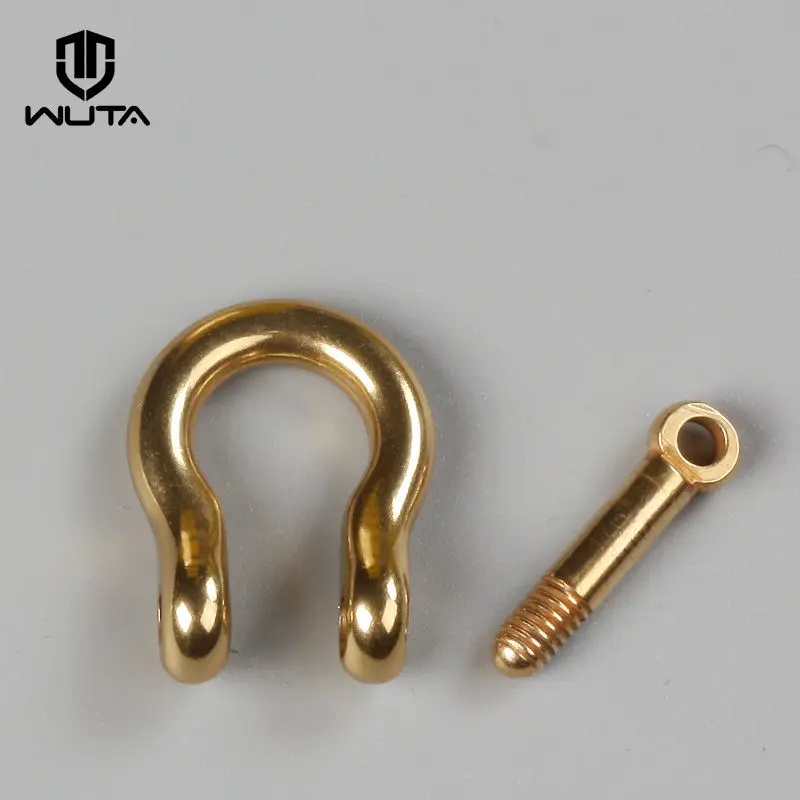 WUTA Solid Brass Bow Shackle D-ring Chain Hook Fob Key Joint Connect D-Ring Screw Pin Rigging Leather Craft Hardware Pack of 2/5