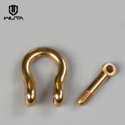 WUTA Solid Brass Bow Shackle D-ring Chain Hook Fob Key Joint Connect D-Ring Screw Pin Rigging Leather Craft Hardware Pack of 2/5