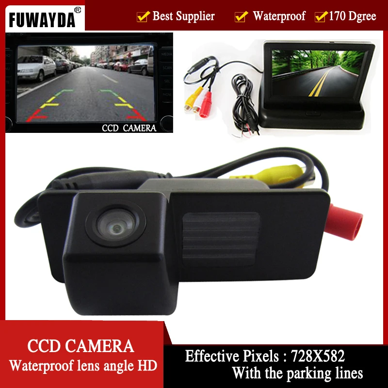 FUWAYDA CCD Car RearView Camera for Chevrolet Aveo Trailblazer Opel Mokka Cadillas SRX CTS,with 4.3Inch foldable LCD TFT Monitor