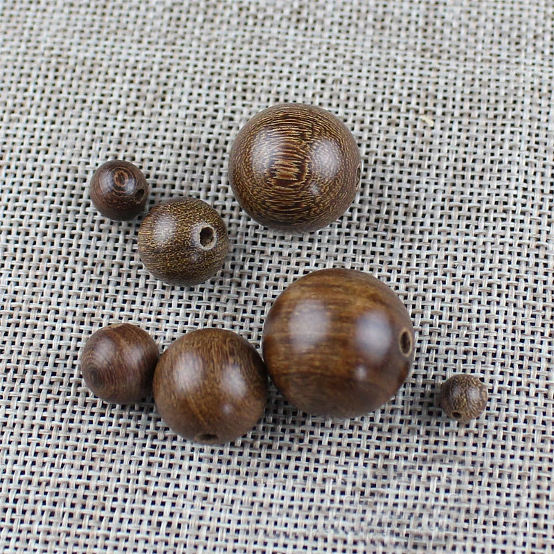 100pcs 6mm/8mm/10mm/12mm/15mm/18mm/20mm Natural Sandalwood / Jinsinan / Loose Mala Beads Jewellry Findings DIY Accessories