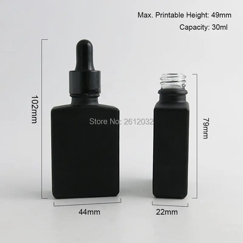 30ml Frost Black Flat Square Glass Bottles with Tamper Evident Dropper 1oz Black Liquid Glass Save Dropper Containers F20173779