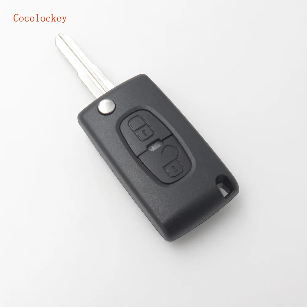 

Cocolockey Flip Remote Key Shell Fob Case Fit for Citroen 2Button Replacement Car Key with VA2 Uncut Blade Folding Key No Logo