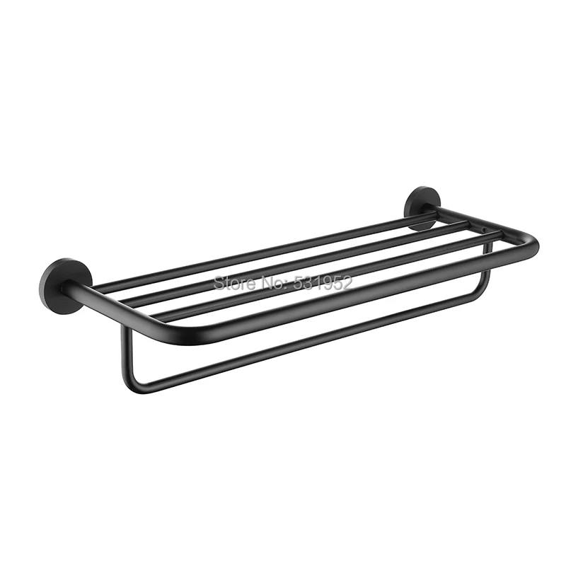 24 Inch Matte Black Bathroom Towel Shelf SUS304 Stainless Steel Bath Towel Rack Towel Holder Wall Mounted