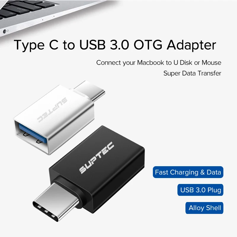 SUPTEC USB Type C OTG Adapter USB C to USB 3.0 OTG Type-C Converter for Macbook Samsung S9 S8 Huawei Mate 20 P20 USB-C Connector