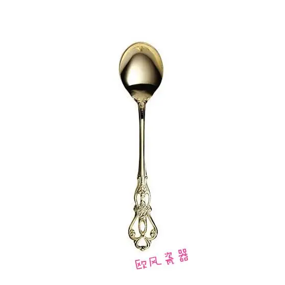 

Salus Japan Hot retro carved hollow stainless steel tableware brand golden coffee spoon