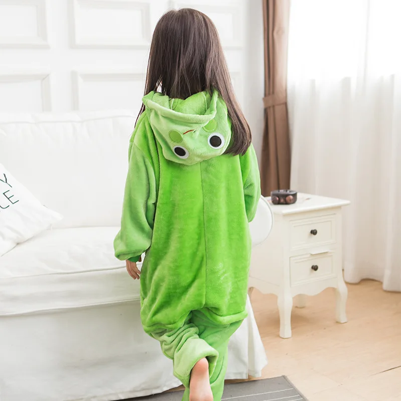 Animal Frog Pajamas Children Onesies baby Cosplay Costume Unisex robe kids clothes Boys Girls Flannel Sleepwear Pyjama