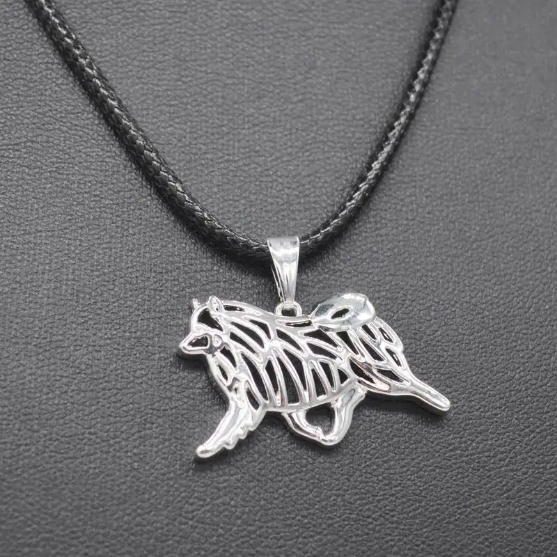 Hot Sale Rope Chain Jewelry Dog Shaped Necklaces Women's Alloy Keeshond Pendant Necklaces