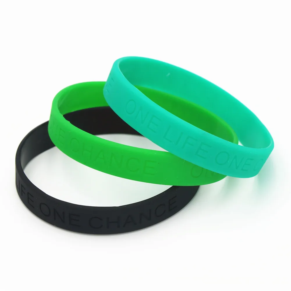 1PC Fashion Black One Life One  Chance Silicone Wristband Printed Sports Rubber Bracelets&Bangles Men Women Jewelry Gifts SH066