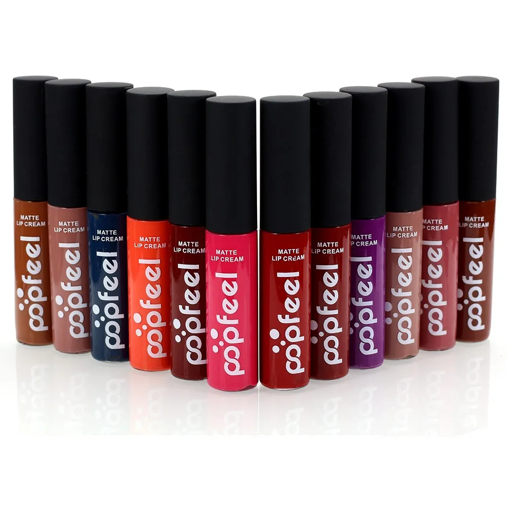 New 12 Color Liquid Waterproof Elegant Matte Smooth Lipstick Lip Stick Lipgloss Long Lasting Sexy Nude Lip Gloss P128#