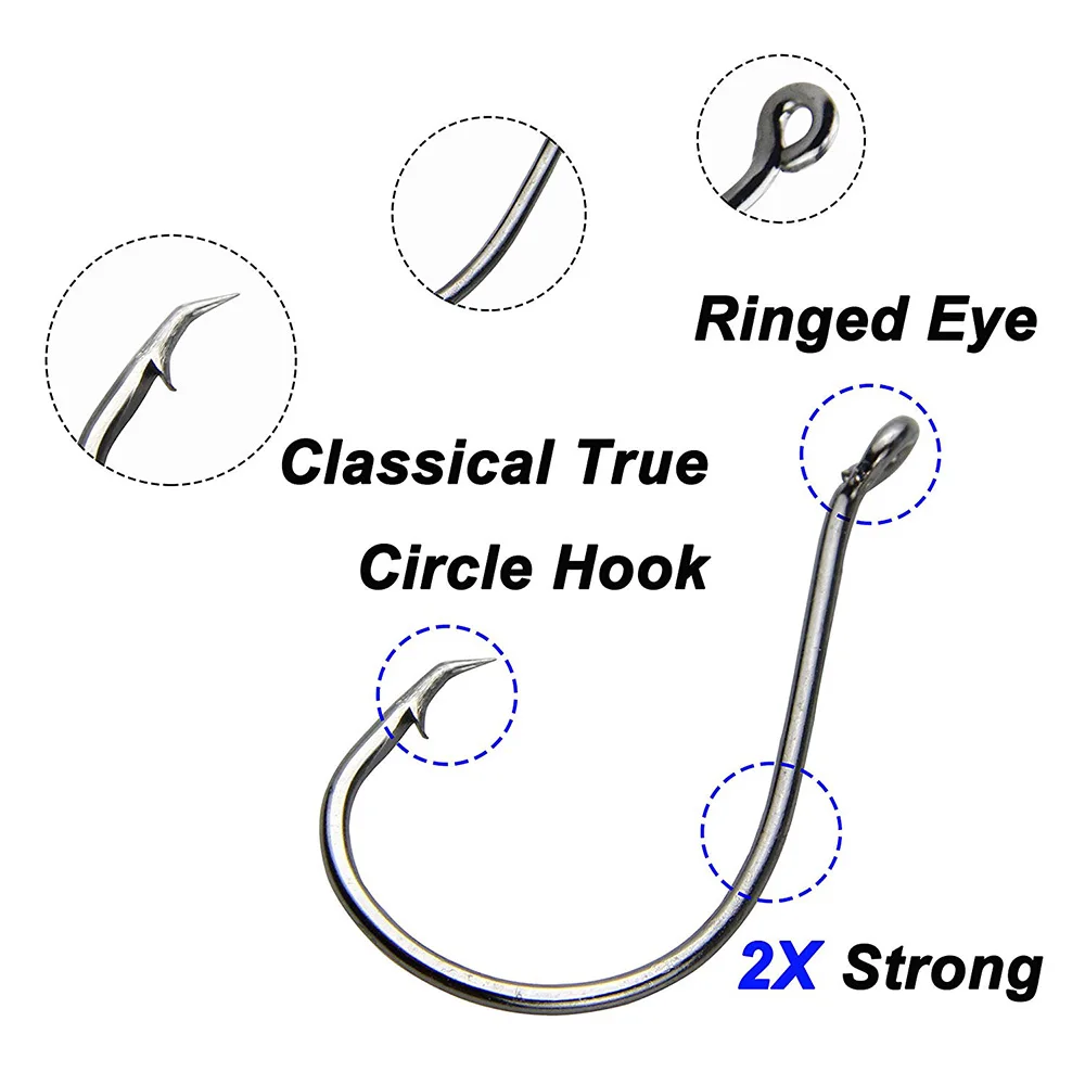 150pcs/lot 7384 2X Strong Offset Sport Circle Hooks High Carbon Steel Black Octopus Saltwater Fishing Hooks 16i sizes