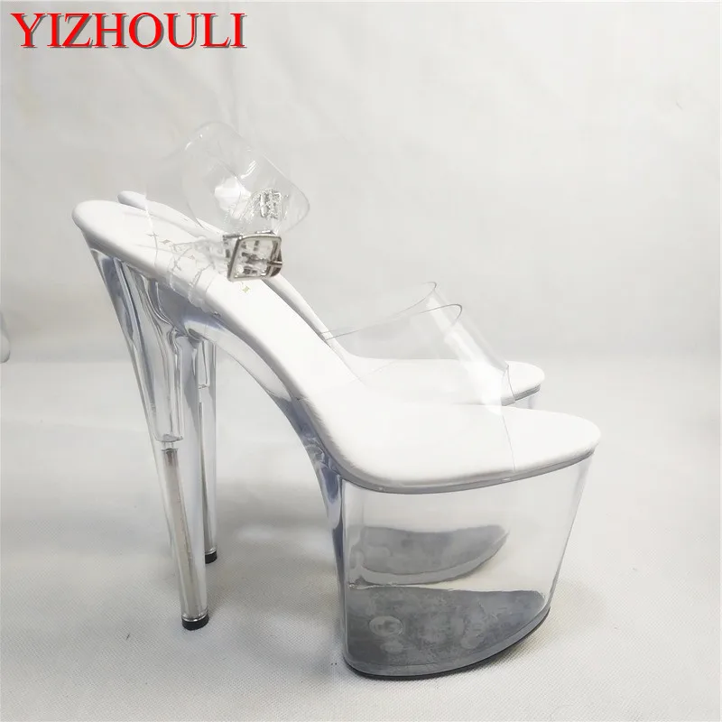 

Gold stage 20 cm crystal shoes, transparent super thick waterproof platform decorative platform sandals