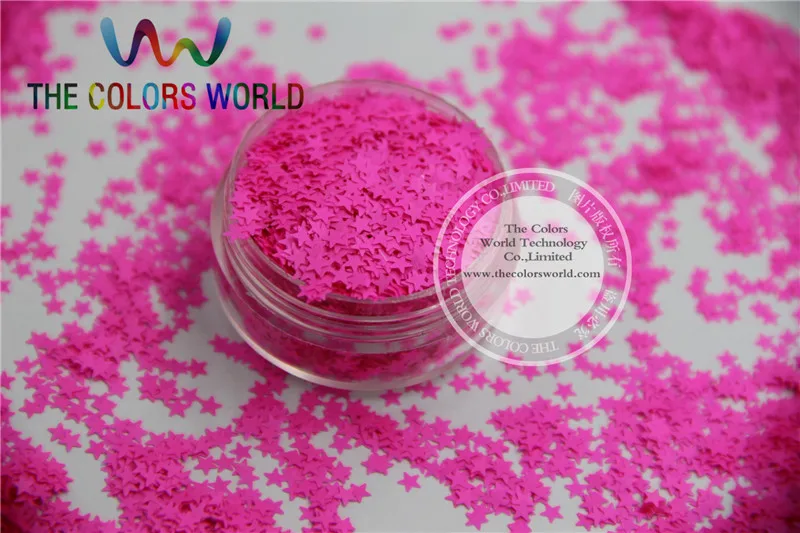 

Solvent resistant Sparkles-Neon Rose Carmine Color Stars-shaped Glitter Confetti for Nail Polish and DIY decoration 1Pack =50g