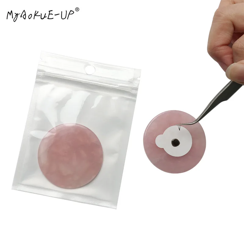 Pink Crystal Jade Stone Holder Grafting Tool Lash Glue Adhesive Pallet Eyelashes Makeup Eyelash Extension