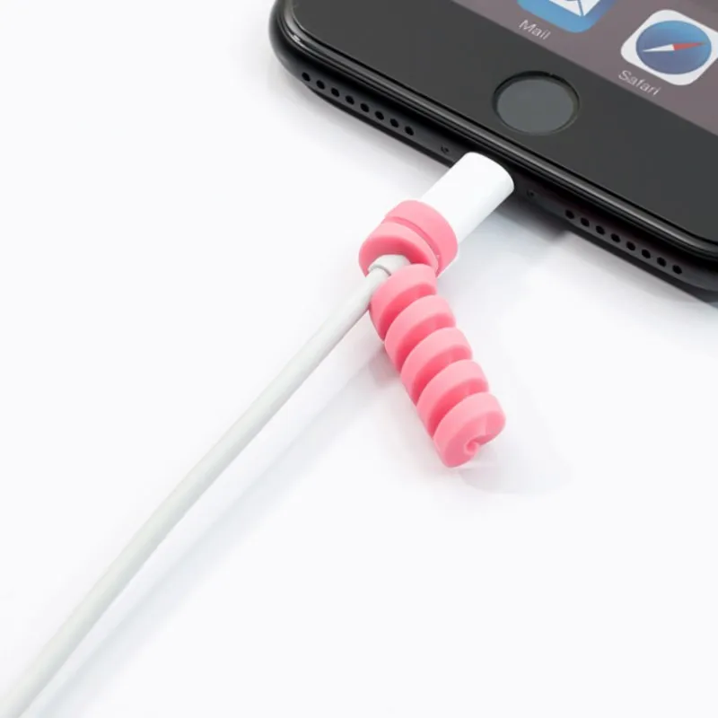 10Pcs Spiral Cable Protector Data Line Silicone Bobbin Winder Protective Tube Cable Cover for Iphone Charger Cable