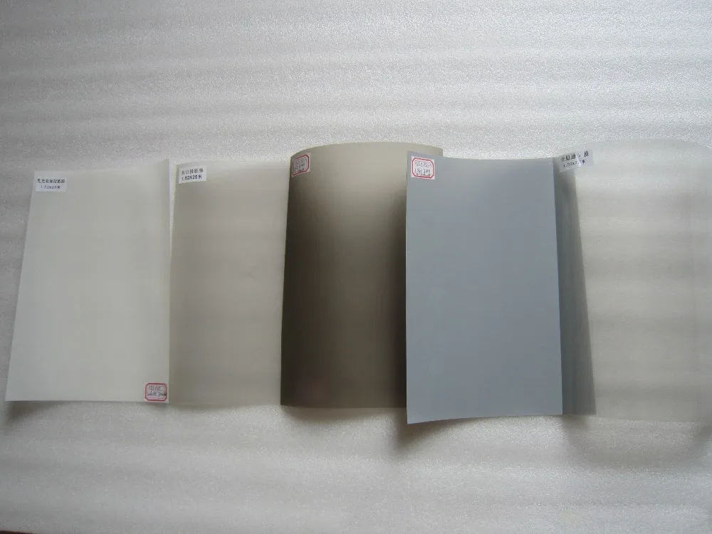 

Free Shipping! 5 Pieces 21CMx29CM of Each Color Rear Projection Film of Holographic, Light/Dark Gray, Black,White color Sample