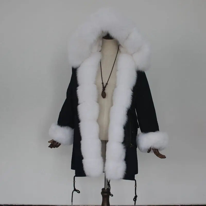 

women real saga fox fur parka detachable faux fur liner winter garment parka
