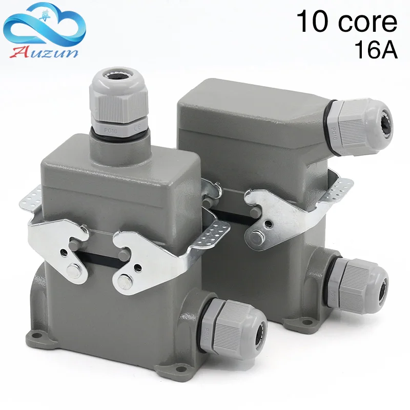 HDC-HE-010-3/4 Rectangular Heavy Duty Connector 10 Pins Industrial Aviation Waterproof Plug Socket 500V 16A