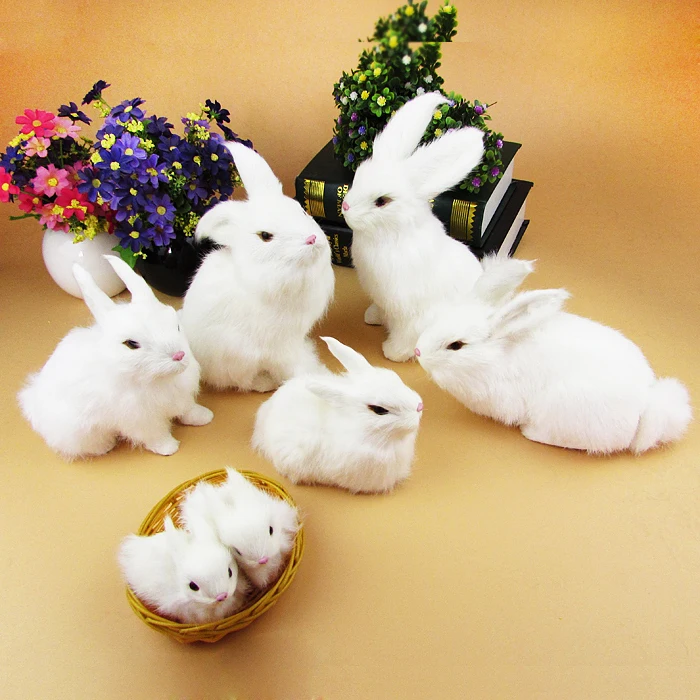 a families of simulation rabbit toys lifelike white rabbit models gift a19