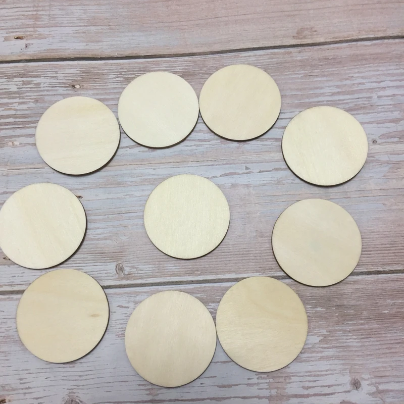 

set of 50 piece 2" round disc unfinished wood cut out circles