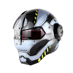 Motorcycle Helmet Biker Moto Casque Motocross Helmet Riding Cruiser Vintage Retro Capacetes Motorbike Full Face Iron Man Helmet