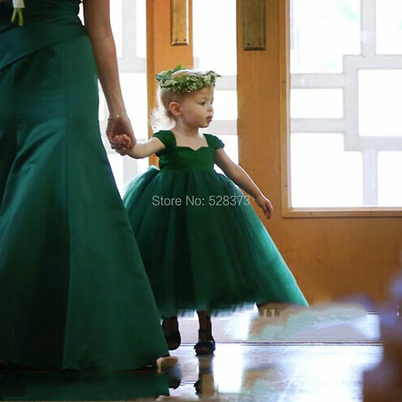 YNQNFS FG56 Real Puffy Ball Gown Princess Baby Kids Child Pageant Birthday Party Bridal Tea Length Green Flower Girl Dresses 201