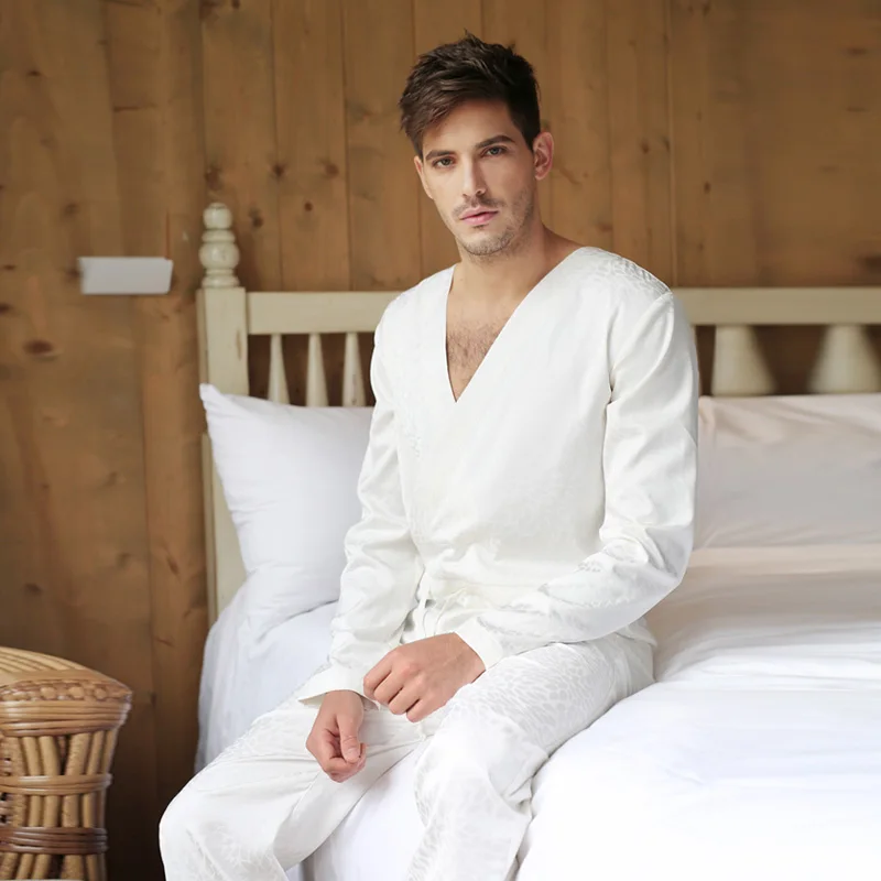 Mens Jacquard White Onesie One-piece Sleepwear Pantsuit Lounge Wear Homewear Romper  Union Suit Jumpsuit